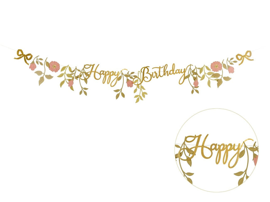 Happy Birthday Slinger Bloemen 1,3m van Partydeco koop je bij Partywinkel
