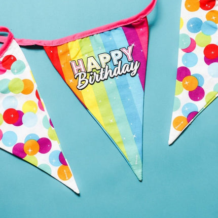 Happy Birthday Slingers Regenboog Confetti Katoen 6m van Folat koop je bij Partywinkel