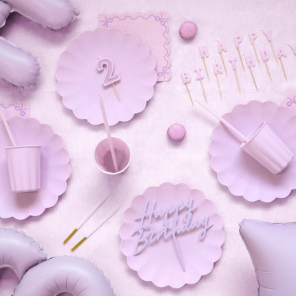 Happy Birthday Taarttopper Paars 16,5cm van Partydeco koop je bij Partywinkel