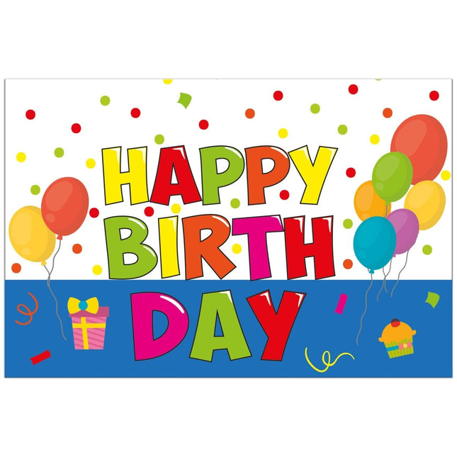Happy Birthday Tafelkleed Gekleurd Ballonnen 1,8m van Procos koop je bij Partywinkel