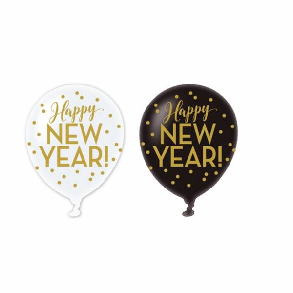 Happy New Year Ballonnen Goud 28cm 6st van Riethmueller koop je bij Partywinkel