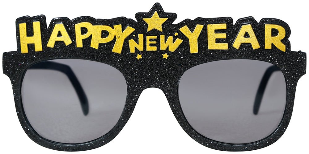 Happy New Year Bril Zwart Goud - Partywinkel - 8434077182109