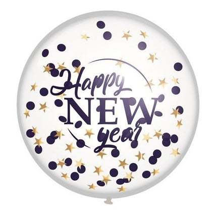 Happy New Year Confetti Ballon 60cm van Haza Witbaard koop je bij Partywinkel