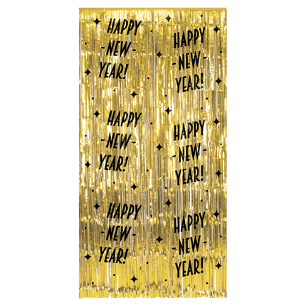 Happy New Year Deurgordijn Goud Zwart van Paper Dreams koop je bij Partywinkel