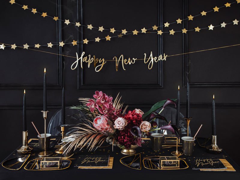 Happy New Year Servetten Zwart 33cm 20st van Partydeco koop je bij Partywinkel