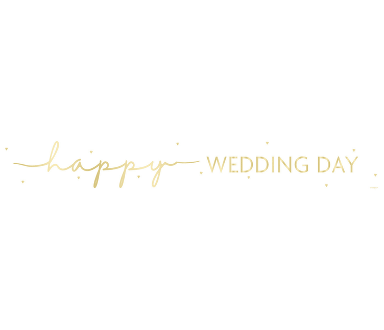 Happy Wedding Day Banner 2,74m van Unique koop je bij Partywinkel