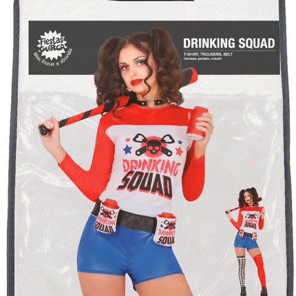 Harley Quinn Kostuum Rood Blauw Dames - Partywinkel - 8434077860205