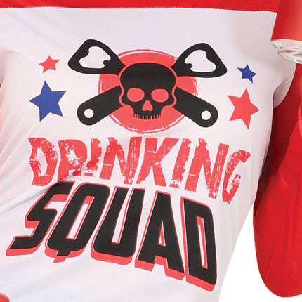 Harley Quinn Kostuum Rood Blauw Dames - Partywinkel - 8434077860205