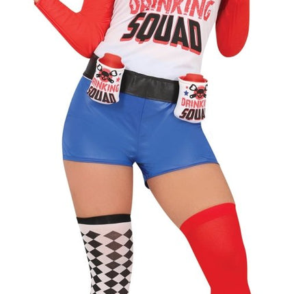 Harley Quinn Kostuum Rood Blauw Dames - Partywinkel - 8434077860205