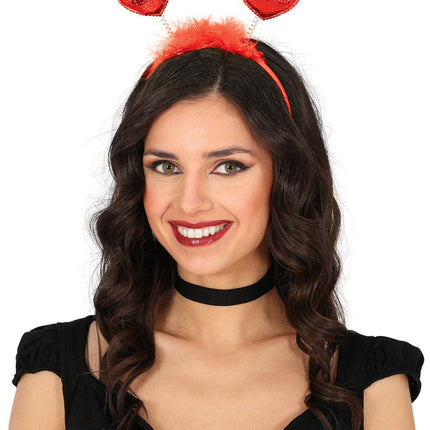 Hartjes Haarband Rood - Partywinkel - 8434077230183