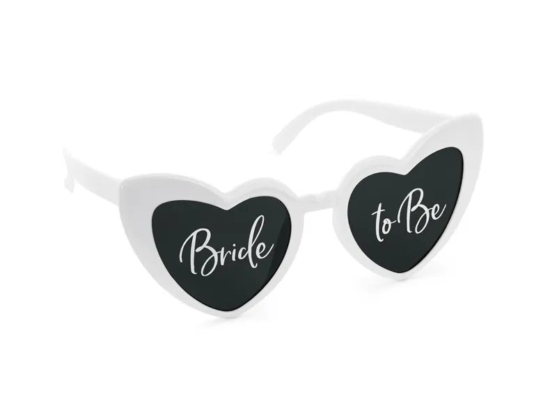 Hartvormige bril met de tekst 'Bride to Be', wit van Partydeco koop je bij Partywinkel