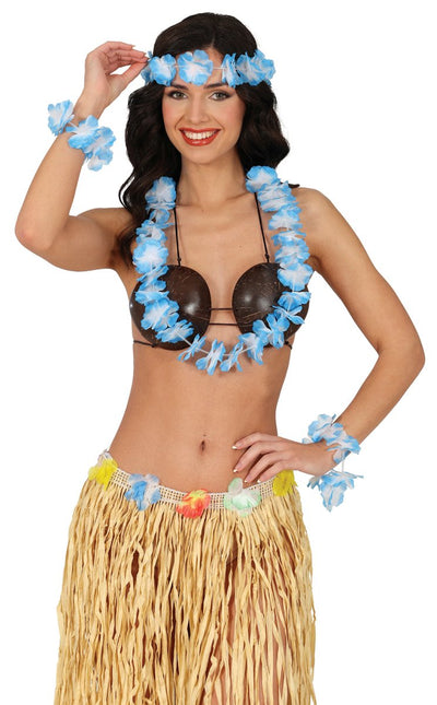 Hawaii Accessoireset Blauw 4 delig - Partywinkel - 8434077270646