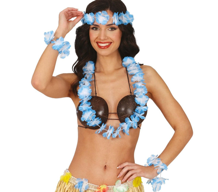 Hawaii Accessoireset Blauw 4 delig - Partywinkel - 8434077270646