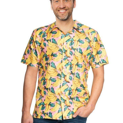 Hawaii Blouse Geel Banaan van Partychimp koop je bij Partywinkel