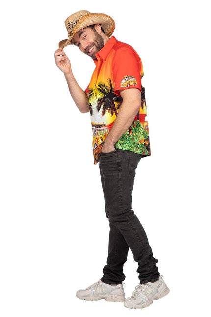 Hawaii Blouse Oranje Heren van Wilbers & Wilbers koop je bij Partywinkel
