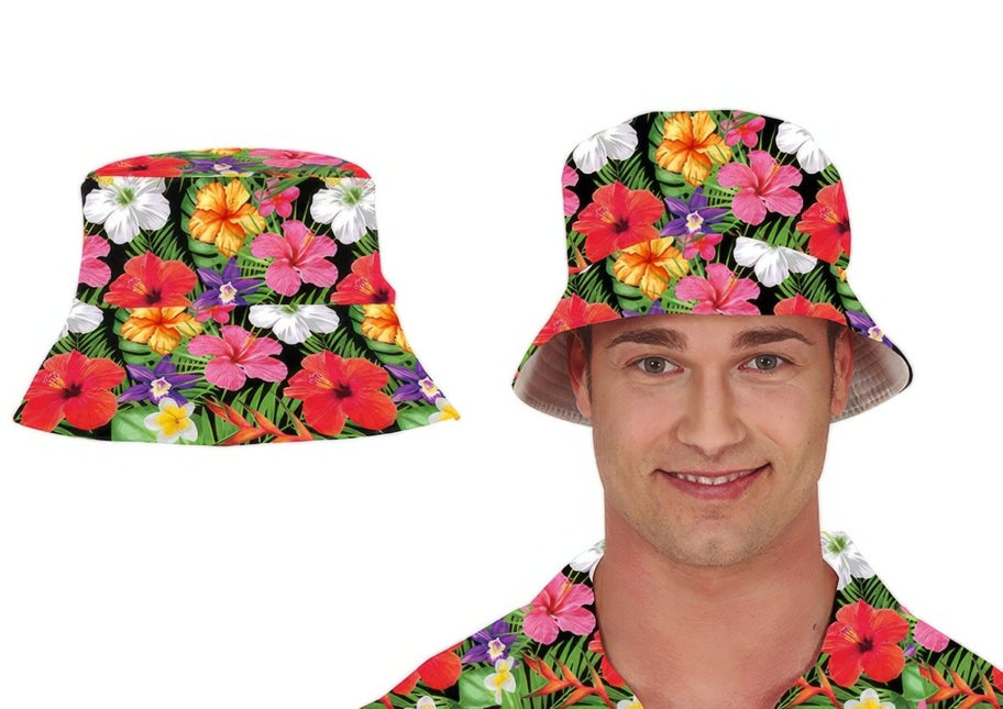 Hawaii Bucket Hat Bloemen van Fiestas Guirca koop je bij Partywinkel