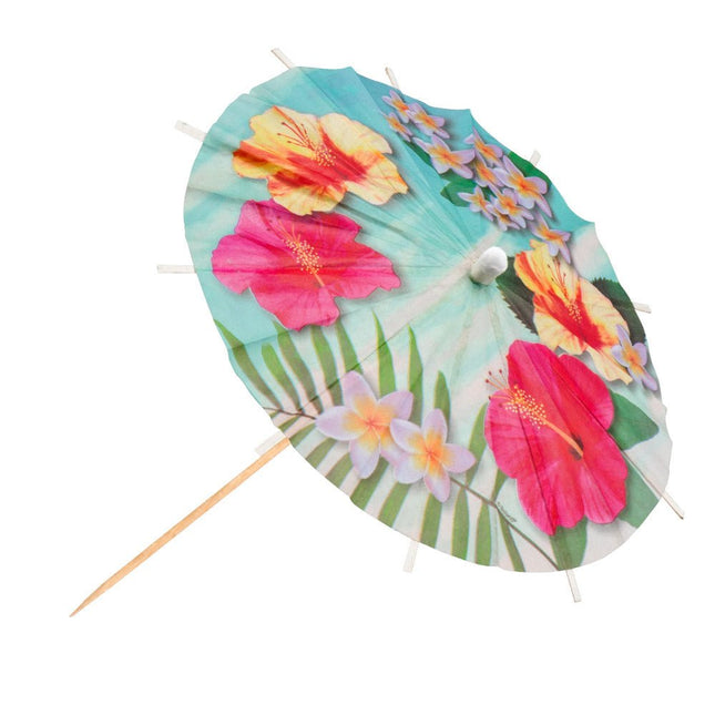 Hawaii Cocktailprikkers Parasol Paradise 18cm 6st van Boland koop je bij Partywinkel