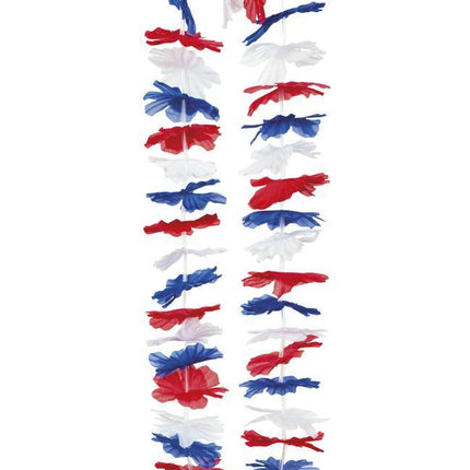 Hawaii Krans Rood Wit Blauw - Partywinkel - 8712026620347
