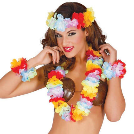 Hawaii Krans Set Deluxe 3 delig - Partywinkel - 8434077185070