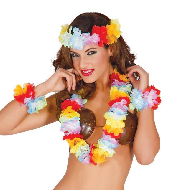 Hawaii Krans Set Deluxe 3 delig - Partywinkel - 8434077185070