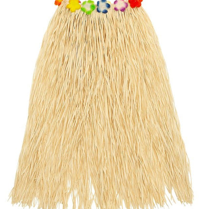 Hawaiirokje Naturel Met Bloemenriem 80cm van Widmann koop je bij Partywinkel