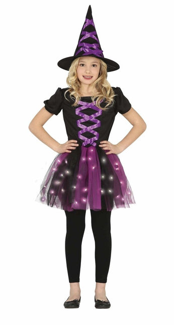 Heks Halloween Kostuum Meisje Zwart Paars van Fiestas Guirca koop je bij Partywinkel