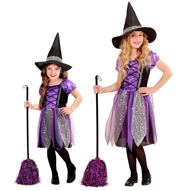 Heks Jurk Zwart Paars Meisje van Widmann koop je bij Partywinkel