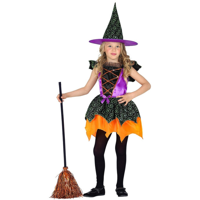 Heks Kostuum Zwart Oranje Meisje van Widmann koop je bij Partywinkel