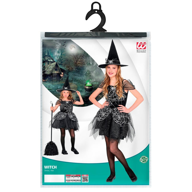 Heks Kostuum Zwart Zilver Meisje Spin van Widmann koop je bij Partywinkel