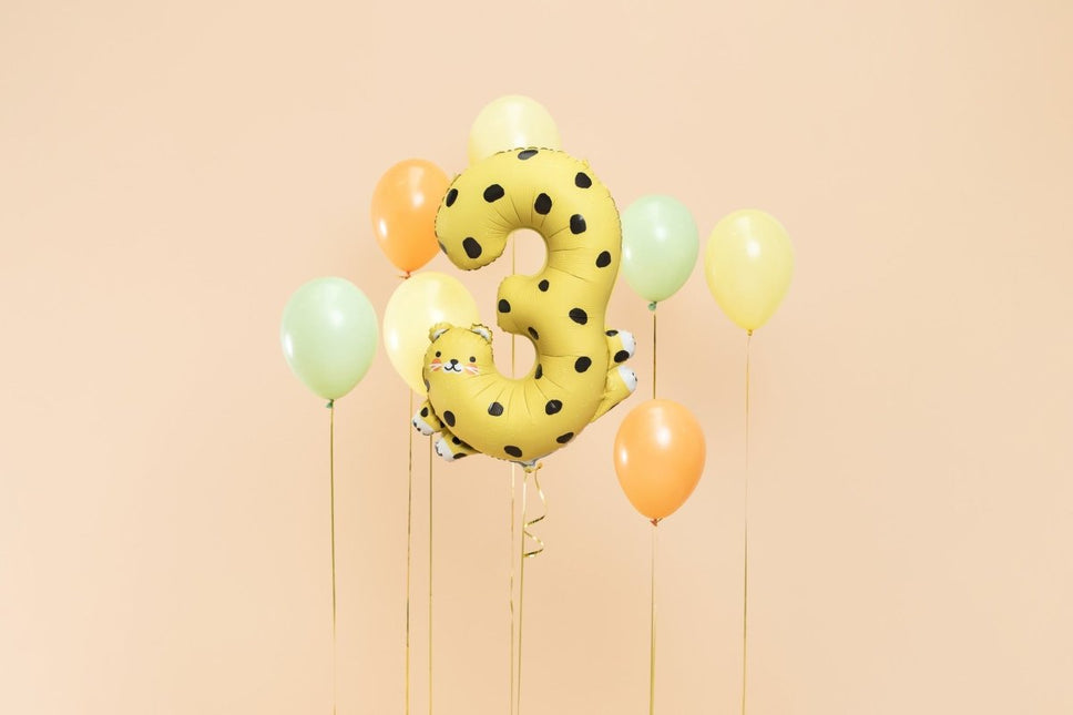Helium Ballon 3 Jaar Cheetah Leeg 75cm van Partydeco koop je bij Partywinkel