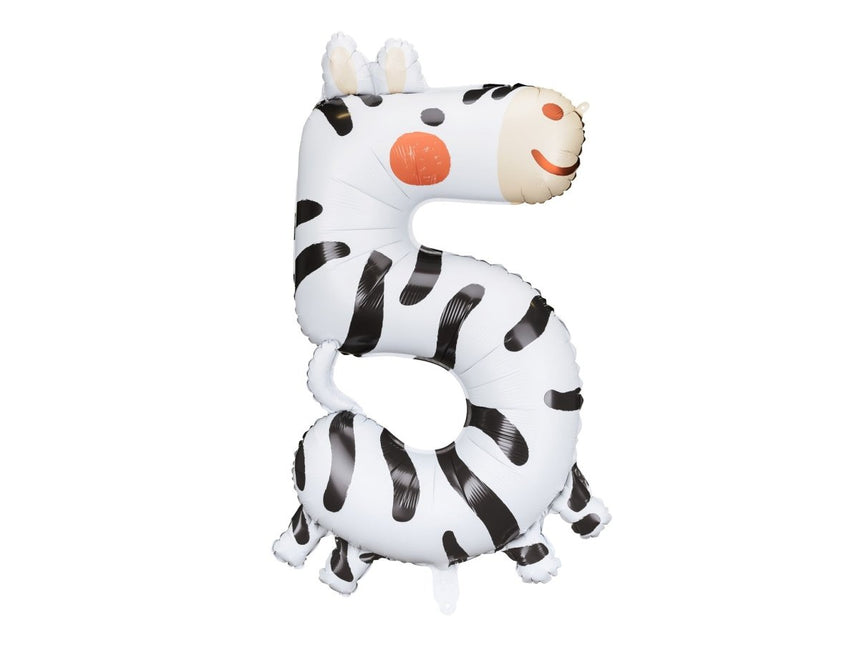 Helium Ballon 5 Jaar Zebra Leeg 81cm van Partydeco koop je bij Partywinkel