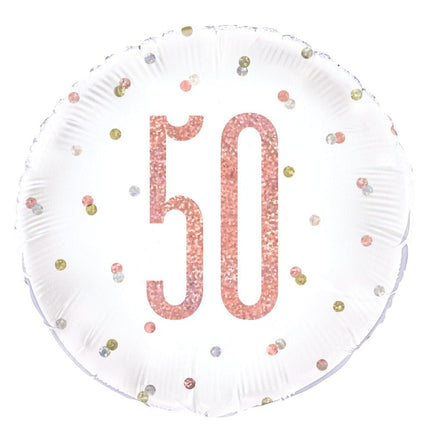 Helium Ballon 50 Jaar Rose Goud 45cm leeg van Unique koop je bij Partywinkel