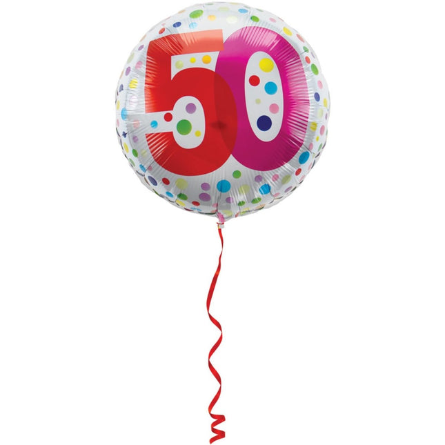 Helium Ballon 50 Jaar Stippen 45cm leeg van Folat koop je bij Partywinkel