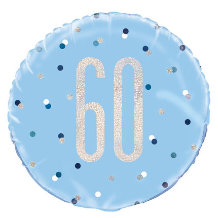 Helium Ballon 60 Jaar Blauw 45cm leeg van Unique koop je bij Partywinkel