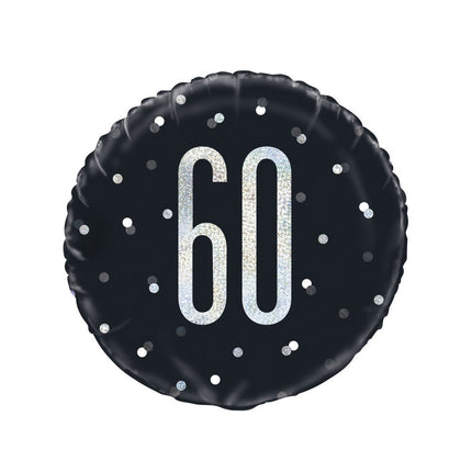 Helium Ballon 60 Jaar Zwart 45cm leeg van Unique koop je bij Partywinkel