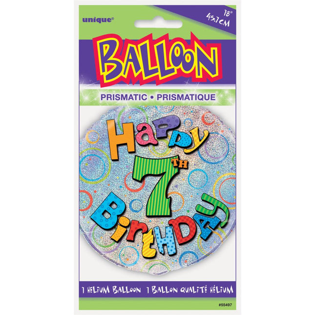 Helium Ballon 7 Jaar Glitters 45cm leeg van Unique koop je bij Partywinkel