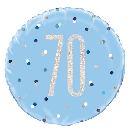 Helium Ballon 70 Jaar Blauw 45cm leeg van Unique koop je bij Partywinkel