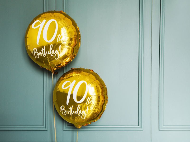 Helium Ballon 90Th Birthday Goud Leeg 45cm van Partydeco koop je bij Partywinkel