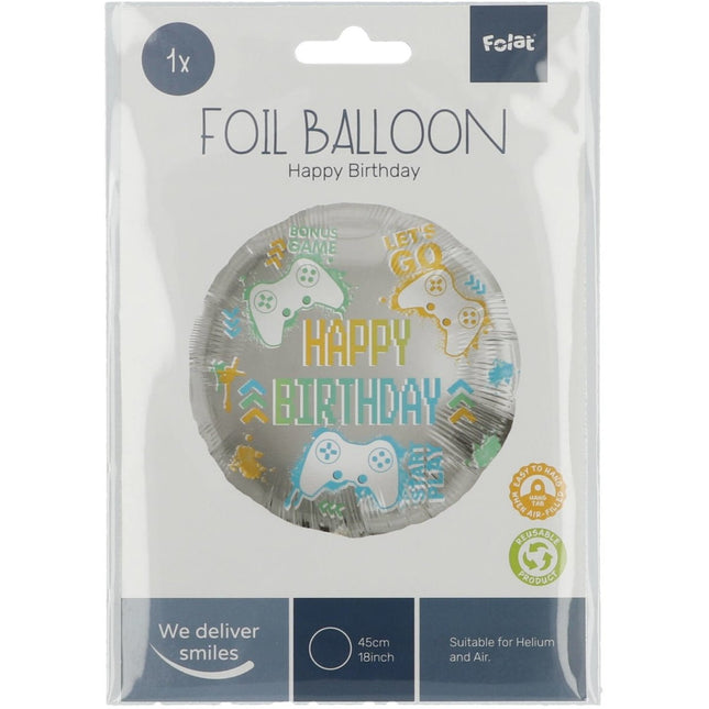 Helium Ballon Happy Birthday Gamen Leeg 45cm van Folat koop je bij Partywinkel