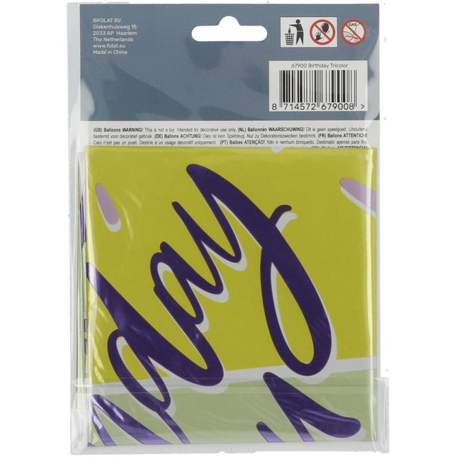 Helium Ballon Happy Birthday Leeg Gekleurd 45cm van Folat koop je bij Partywinkel