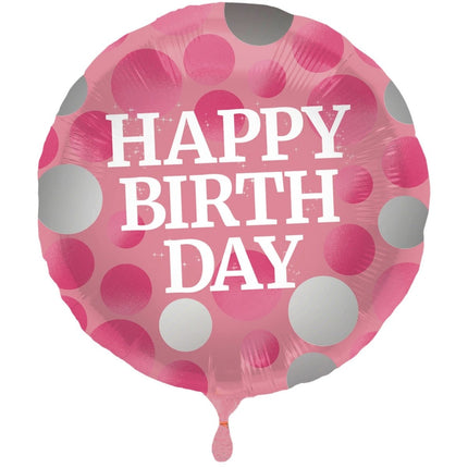 Helium Ballon Happy Birthday Roze 45cm leeg van Folat koop je bij Partywinkel