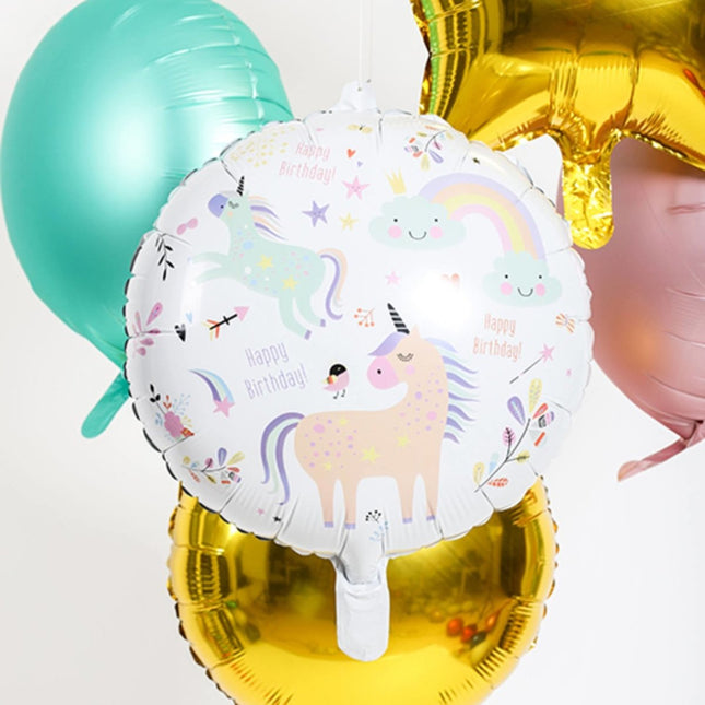 Helium Ballon Happy Birthday Unicorn Leeg 45cm van Folat koop je bij Partywinkel