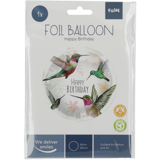 Helium Ballon Happy Birthday Vogel Leeg 45cm van Folat koop je bij Partywinkel