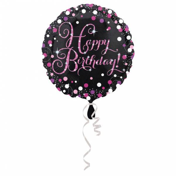 Helium Ballon Happy Birthday Zwart & Rond 43cm leeg van Anagram koop je bij Partywinkel