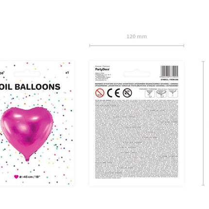 Helium Ballon Hart Fuchsia Leeg 45cm van Partydeco koop je bij Partywinkel
