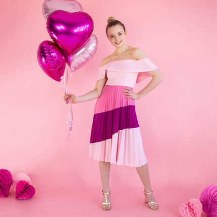 Helium Ballon Hart Fuchsia Leeg 45cm van Partydeco koop je bij Partywinkel