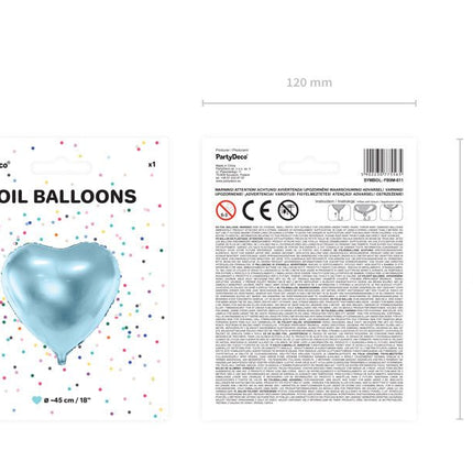 Helium Ballon Hart Lichtblauw Leeg 45cm van Partydeco koop je bij Partywinkel