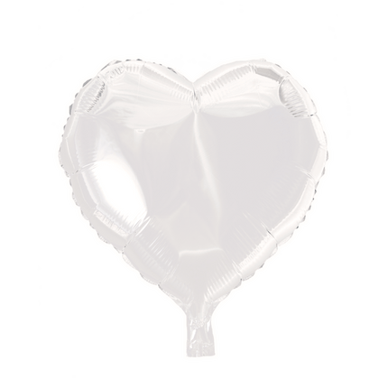 Helium Ballon Hart Wit 45cm leeg - Partywinkel - 5712735003724