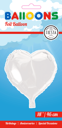 Helium Ballon Hart Wit 45cm leeg - Partywinkel - 5712735003724