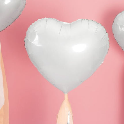 Helium Ballon Hart Wit Leeg 45cm van Partydeco koop je bij Partywinkel